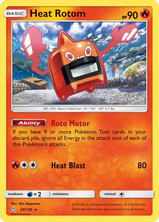 Heat Rotom 24/156 - SM  Ultra Prism Reverse Holofoil