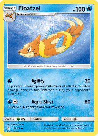 Floatzel 36/156 - SM  Ultra Prism Reverse Holofoil