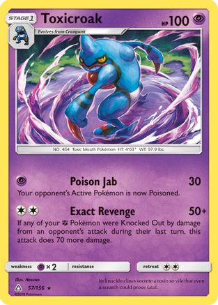 Toxicroak 57/156 - SM  Ultra Prism Reverse Holofoil