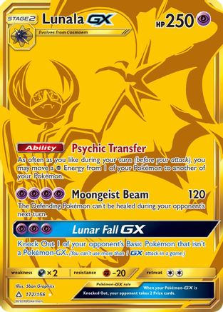 Lunala GX (Secret Rare) 172/156 - SM  Ultra Prism Holofoil