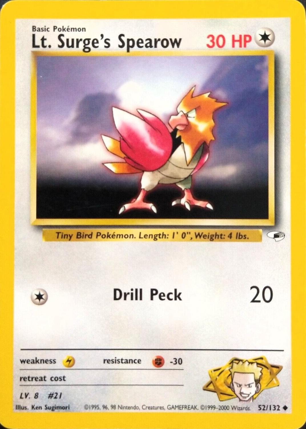 Lt. Surge's Spearow (52) 52/132 - Gym Heroes Unlimited
