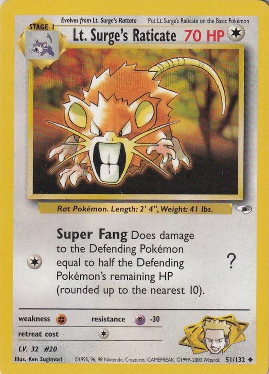 Lt. Surge's Raticate 51/132 - Gym Heroes Unlimited