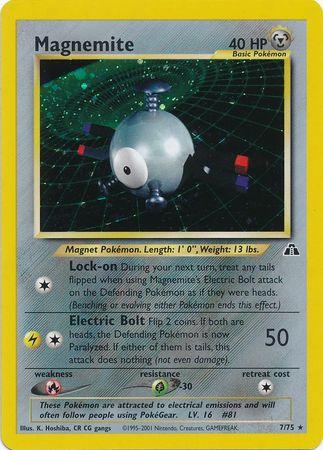 Magnemite (7) 7/75 - Neo Discovery Unlimited Holofoil