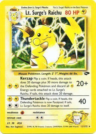 Lt. Surge's Raichu 11/132 - Gym Challenge Unlimited Holofoil