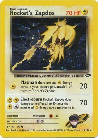 Rocket's Zapdos 15/132 - Gym Challenge Unlimited Holofoil