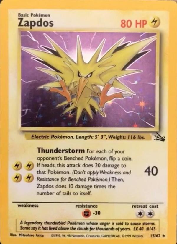 Zapdos (15) 15/62 - Fossil Unlimited Holofoil