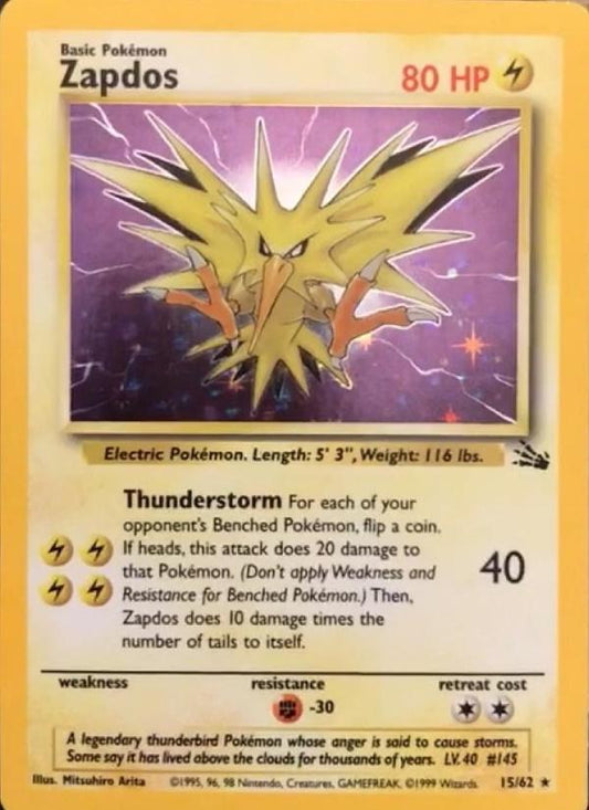 Zapdos (15) 15/62 - Fossil Unlimited Holofoil