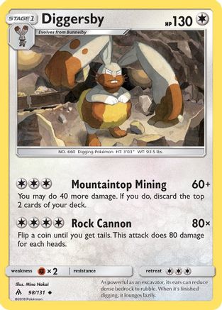 Diggersby 98/131 - SM  Forbidden Light Reverse Holofoil