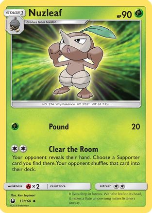 Nuzleaf 13/168 - SM  Celestial Storm Reverse Holofoil
