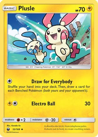 Plusle 53/168 - SM  Celestial Storm Reverse Holofoil