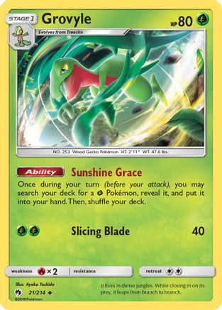 Grovyle 21/214 - SM  Lost Thunder Reverse Holofoil