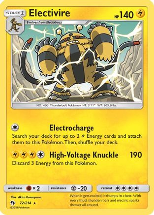 Electivire 72/214 - SM  Lost Thunder Reverse Holofoil