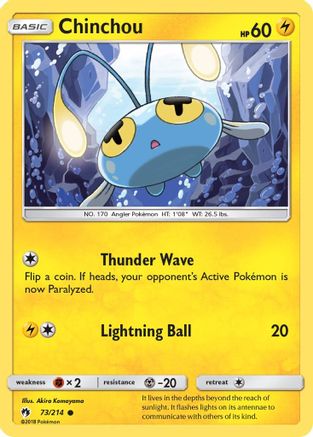 Chinchou 73/214 - SM  Lost Thunder Reverse Holofoil