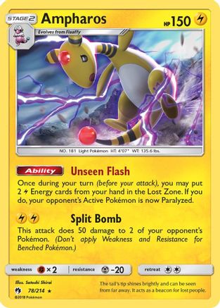 Ampharos 78/214 - SM  Lost Thunder Reverse Holofoil