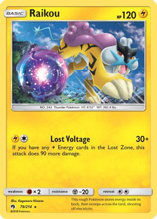 Raikou 79/214 - SM  Lost Thunder Reverse Holofoil