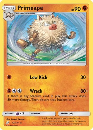 Primeape 72/181 - SM  Team Up Reverse Holofoil