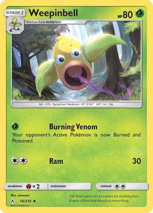 Weepinbell 14/214 - SM  Unbroken Bonds Reverse Holofoil