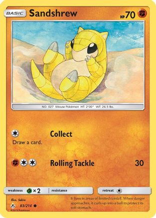 Sandshrew 83/214 - SM  Unbroken Bonds Reverse Holofoil