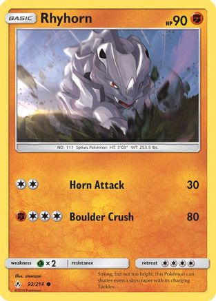 Rhyhorn (93) 93/214 - SM  Unbroken Bonds Reverse Holofoil