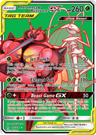Pheromosa & Buzzwole GX (191) (Full Art) 191/214 - SM  Unbroken Bonds Holofoil