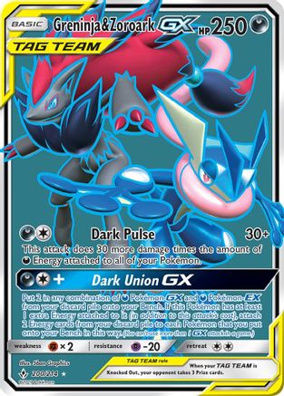 Greninja & Zoroark GX (200) (Full Art) 200/214 - SM  Unbroken Bonds Holofoil