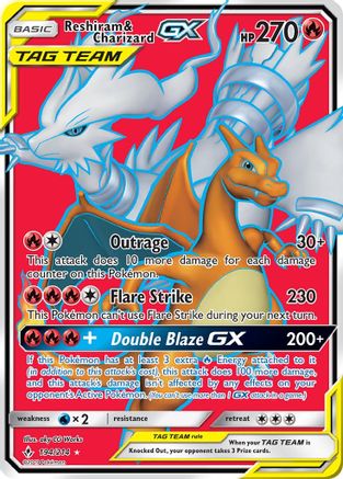 Reshiram & Charizard GX (Full Art) 194/214 - SM  Unbroken Bonds Holofoil