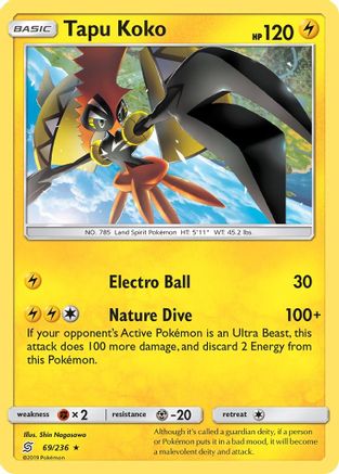 Tapu Koko 69/236 - SM  Unified Minds Reverse Holofoil