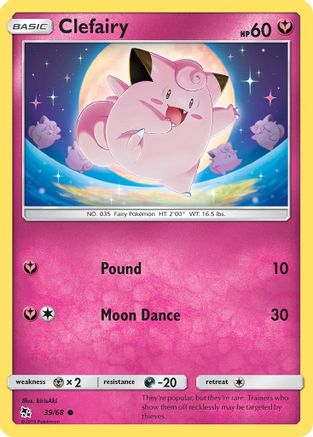 Clefairy (39) 39/68 - Hidden Fates Reverse Holofoil
