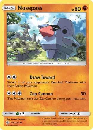 Nosepass 106/236 - SM  Cosmic Eclipse Reverse Holofoil