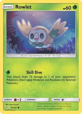 Rowlet - 18/236 18/236 - SM  Cosmic Eclipse Reverse Holofoil