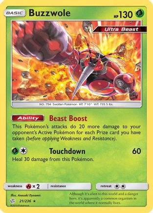 Buzzwole 21/236 - SM  Cosmic Eclipse Reverse Holofoil