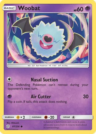 Woobat 87/236 - SM  Cosmic Eclipse Reverse Holofoil