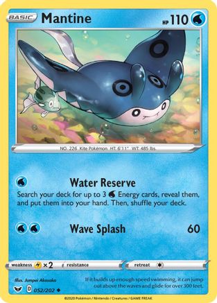 Mantine 52/202 - SWSH01 Sword & Shield Base Set Reverse Holofoil