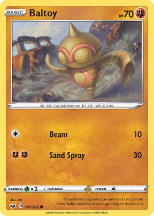 Baltoy (101) 101/202 - SWSH01 Sword & Shield Base Set Reverse Holofoil