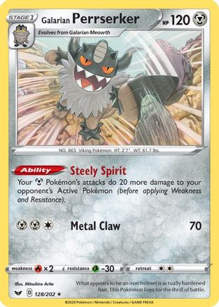 Galarian Perrserker 128/202 - SWSH01 Sword & Shield Base Set Holofoil