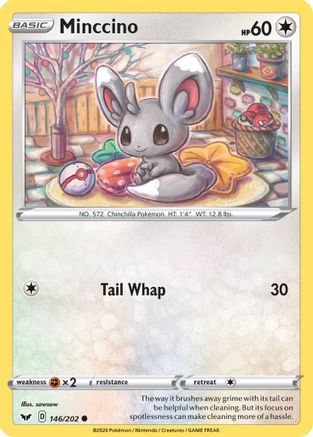 Minccino (146) 146/202 - SWSH01 Sword & Shield Base Set Reverse Holofoil