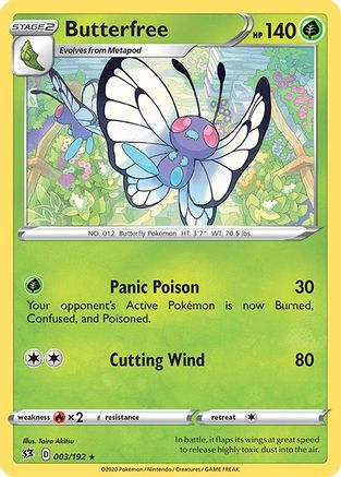 Butterfree 3/192 - SWSH02 Rebel Clash Reverse Holofoil