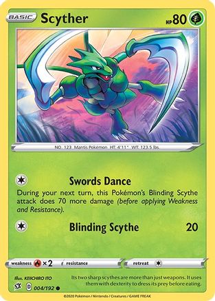 Scyther 4/192 - SWSH02 Rebel Clash Reverse Holofoil