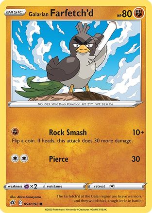 Galarian Farfetch'd 94/192 - SWSH02 Rebel Clash Reverse Holofoil