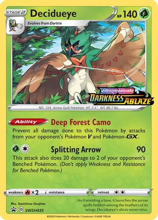 Decidueye - SWSH035 (Prerelease) SWSH035/307 - SWSH Sword & Shield Promo Cards Holofoil