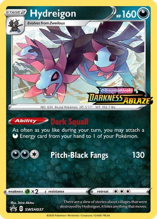 Hydreigon - SWSH037 (Prerelease) SWSH037/307 - SWSH Sword & Shield Promo Cards Holofoil