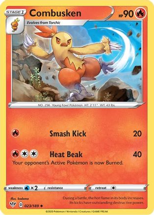 Combusken 23/189 - SWSH03 Darkness Ablaze Reverse Holofoil