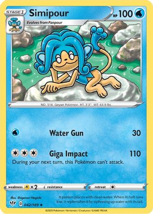 Simipour 42/189 - SWSH03 Darkness Ablaze Reverse Holofoil