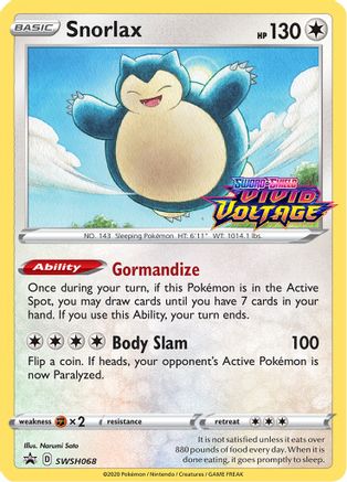 Snorlax - SWSH068 (Prerelease) SWSH068/307 - SWSH Sword & Shield Promo Cards Holofoil