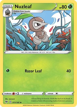 Nuzleaf 11/185 - SWSH04 Vivid Voltage Reverse Holofoil
