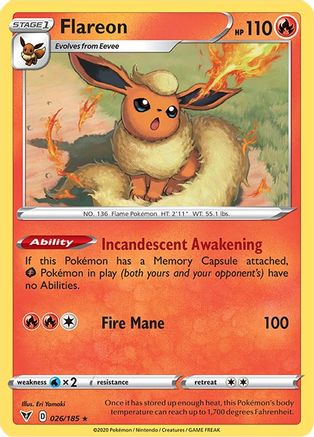 Flareon 26/185 - SWSH04 Vivid Voltage Reverse Holofoil