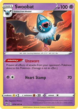 Swoobat 74/185 - SWSH04 Vivid Voltage Reverse Holofoil