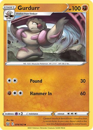 Gurdurr 74/163 - SWSH05 Battle Styles Reverse Holofoil