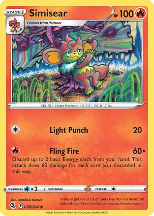 Simisear 38/264 - SWSH08 Fusion Strike Reverse Holofoil