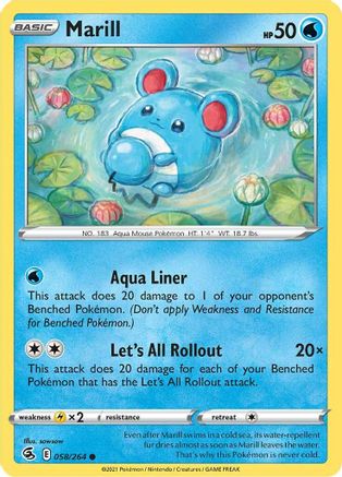 Marill 58/264 - SWSH08 Fusion Strike Reverse Holofoil